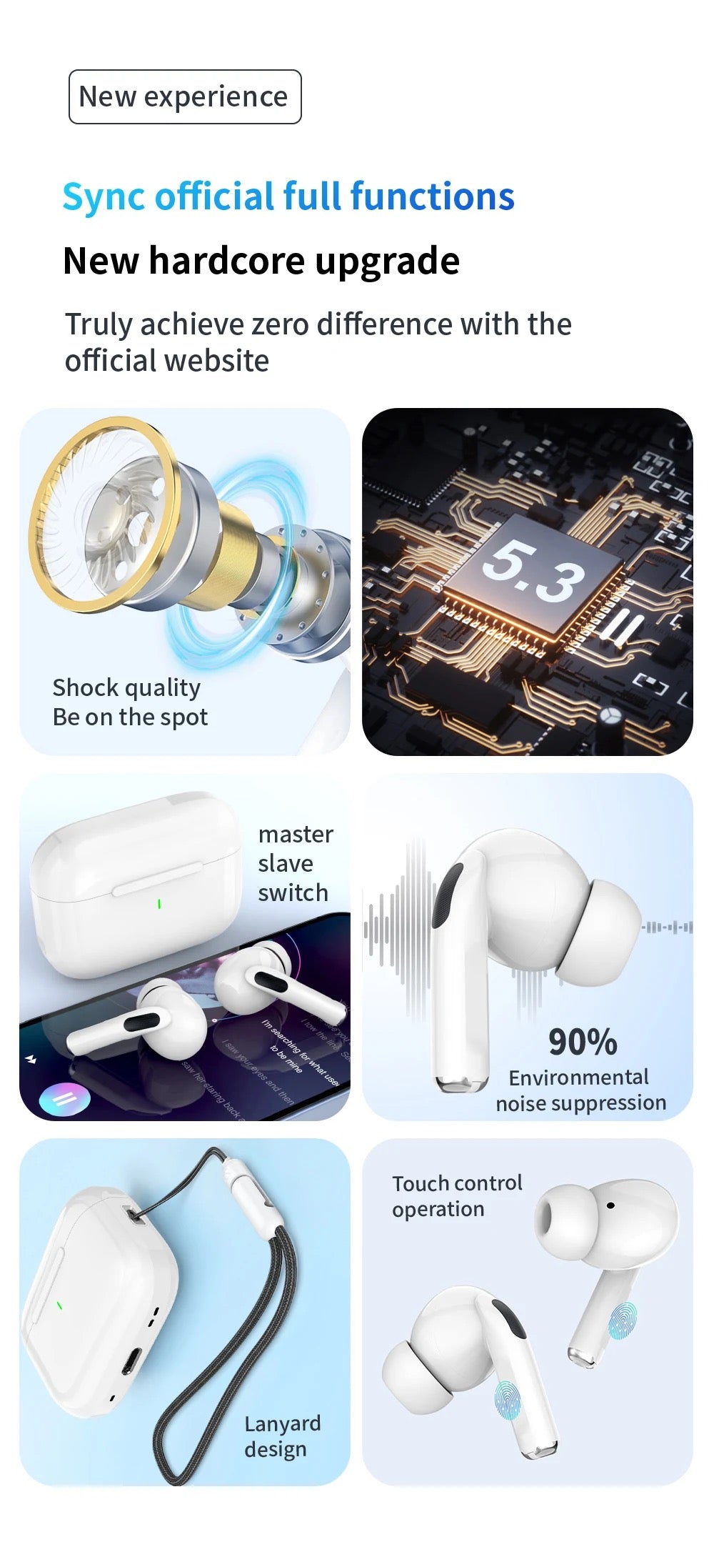 Original Air Pro True Wireless Bluetooth Earphones Headphones HiFi Sound Low Latency Noise Reduction Earbuds for IPhone Android